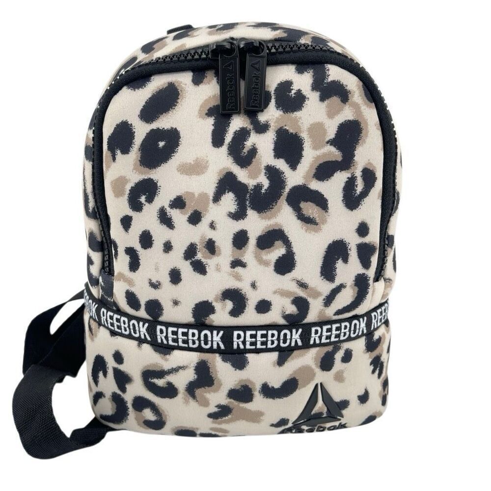 Reebok Rose Mini Backpack White Black Leopard Print NWOT